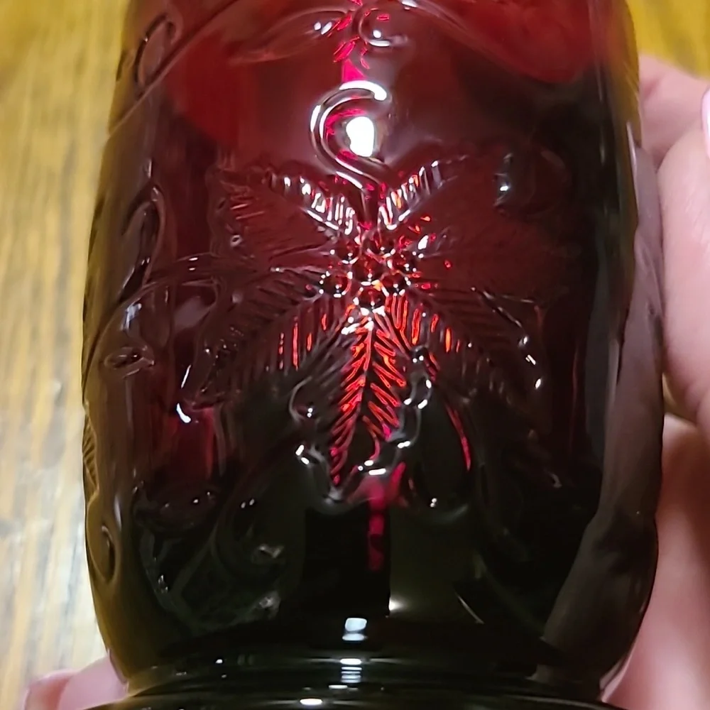 Princess House Fantasia Red Glass Candle Holder 3.5